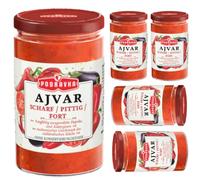 Ajvar vidrio agudo salsa vegetal un delicioso, tradicional plato de salsa salsa 690 gramos x 5 piezas