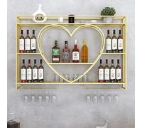 AJYBYUKJ Botellero de Metal montado en la Pared con Soporte de exhibición de Vidrio y estantes, Soporte Moderno para Botellas de Vino Dorado (47 Pulgadas) Beauty Comes