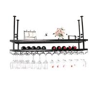 AJYBYUKJ Botelleros De 2 Niveles Portabotellas De VinoVidrioEstante para CopasChampánSoporte De ExhibiciónAlmacenamientoBodega Flotante Accesorios De Bar Al RevésNegro/Negro/100 * 30Cm Beauty Comes