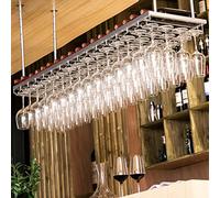 AJYBYUKJ Estante Industrial para Copas de Vino Vintage, Soporte para Copas Colgante de Metal Retro, exhibición de Copa al revés, Barra Elegante con Acabado Plateado, 60x30cm Beauty Comes