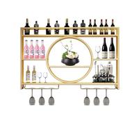 AJYBYUKJ Estante para Vino de Metal montado en la Pared con Soporte para Copa de Vino, estantes de Barra Flotante, Estante de exhibición para Botellas de Licor con Luces LED, estantes Colgantes para