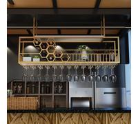 AJYBYUKJ Estante para Vino de Techo, Estante para Copas de Vino invertido, Soporte para Botellas de Metal, Estante para Copas Colgantes, estantes flotantes para Unidades de Bar, Estante de exhibición