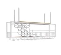AJYBYUKJ Estante para Vino de Techo, estantes para Vino Colgantes de Gran Capacidad, Estante Flotante de Barra Industrial, Estante para Copas de Vino, Botellas de Vino, Estante de exhibición para