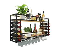 AJYBYUKJ Estante para vinos montado en la Pared con Soporte para Vidrio, Soporte para Botellas de Metal, Estante para Copas Colgantes, estantes flotantes para Unidades de Barra, Estante de exhibición
