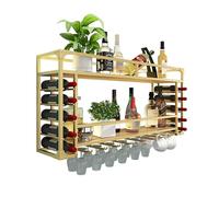 AJYBYUKJ Estante para vinos montado en la Pared con Soporte para Vidrio, Soporte para Botellas de Metal, Estante para Copas Colgantes, estantes flotantes para Unidades de Barra, Estante de exhibición