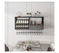 AJYBYUKJ Estantes De Vino Montados En La Pared con Luz LED,Estante De Vino con Soporte para Copa De Vino,Estantes De Pared Flotantes Colgantes,Estante De Exhibición De Botellas De Licor,Estantes De