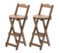 AJYBYUKJ Juego de 2 taburetes plegables de altura de mostrador con respaldo y reposapiés, barra de desayuno de bambú con reposapiés sin necesidad de instalar, silla de madera portátil para cocina, bar