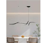 AJYBYUKJ Lámpara Colgante LED Ajustable Moderna de 120 cm con lámpara giratoria Regulable remota para Comedor, Sala de Estar, Cocina, Accesorio de Techo Negro Beauty Comes