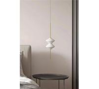 AJYBYUKJ Lámpara Colgante LED de Cristal Blanco Moderna, Accesorios de iluminación para Dormitorio, vestíbulo, Cocina, Comedor, Alambre de Metal Negro Ajustable Beauty Comes