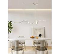 AJYBYUKJ Lámpara Colgante LED Regulable Moderna con Control Remoto Diseño Giratorio de Altura Ajustable Ideal para Comedor Sala de Estar Lámpara de Araña Blanca de 120 cm. Beauty Comes