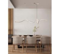 AJYBYUKJ Lámpara Colgante LED Regulable Moderna con Control Remoto Lámpara Colgante de Altura Ajustable para Comedor Sala de Estar Cocina Lámpara Blanca de 140 cm Beauty Comes