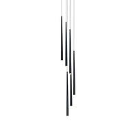 AJYBYUKJ Lámpara Colgante Tubo Largo de 6 Luces LED Iluminación de Techo de Cono Moderno Lámpara Colgante Ajustable para Sala de Estar Comedor Mesa Escalera Negro + Blanco frío 6000K-18W Beauty Comes