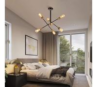 AJYBYUKJ Lámpara de Techo LED Hierro Industrial Lámparas Modernas E27 Industrial Edison 6 Luces Lámpara Colgante Sala de Estar Dormitorio Lámpara Colgante, Comedor contemporáneo Beauty Comes