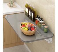AJYBYUKJ Mesa Plegable montada en la Pared - Escritorio de computadora de Hoja de caída para Oficina en casa, Dormitorio, Cocina - Banco de Trabajo Flotante con Acabado Gris (70x40cm) Beauty Comes