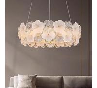 AJYBYUKJ Moderno Lustre Flor de Vidrio Led Chaners Iluminación Salón Comedor Luces Colgantes Decoración del Hogar Dormitorio Lámpara Colgante Luminaria,Modern Beauty Comes