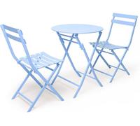 AJYBYUKJ Set de Mesa y Silla Plegable al Aire Libre portátil - 2 sillas + 1 Mesa de Bistro de Metal Premium Muebles de Comedor de jardín de 3 Piezas para Acampar Barbacoa y picnics Beauty Comes
