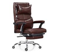AJYBYUKJ Silla de Oficina Ajustable, reclinable, de Cuero, para Estudio, computadora, hogar, Silla ejecutiva, Ocio, con reposapiés, 90°, 170°, reclinable, Suave y cómoda Beauty Comes