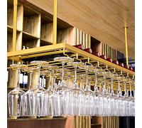 AJYBYUKJ Unidad de Bar Estante para Vino Techo Decorativo Portabotellas de Vino Metal Dorado Colgante Copa de champán Estante de Almacenamiento de Vidrio Barra para el hogar Estantes Organizadores de