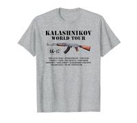 AK-47 Kalashnikov World Tour Camiseta Camiseta, Hombre, Gris Jaspeado, 4XL