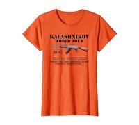 AK-47 Kalashnikov World Tour Camiseta Camiseta, Mujer, Naranja, S