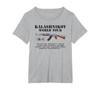 AK-47 Kalashnikov World Tour Camiseta Camiseta, Mujer Tallas Grandes, Gris Jaspeado, 5XL Grande