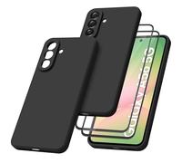 AK - Carcasa de silicona para Sasung Galaxy A56 4G y 5G con 2 piezas protector de pantalla de cristal templado, óxido de silicona flexible, ultrafina, de color puro, carcasa de goma antichoques, color