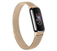AK Correa de metal compatible con Fitbit Luxe para mujeres y hombres, correa de repuesto de malla de acero inoxidable para Fitbit Luxe Health & Fitness Tracker (oro rosa)