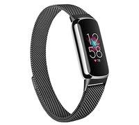 AK Correa de metal compatible con Fitbit Luxe para mujeres y hombres, correa de repuesto de malla de acero inoxidable para Fitbit Luxe Health & Fitness Tracker (negro)
