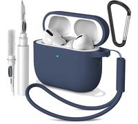 AK Funda de Silicona para AirPods Pro 3, con Llavero y Correa de Mano y Kit de Limpiador, Anti-Rasguños de Fundas Protectora para Apple AirPods Pro 3.ª Generación, LED Visible (Azul Medianoche)