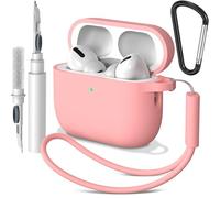 AK Funda de Silicona para AirPods Pro 3, con Llavero y Correa de Mano y Kit de Limpiador, Anti-Rasguños de Fundas Protectora para Apple AirPods Pro 3.ª Generación, LED Visible (Rosa)