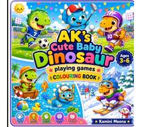 AK’s Cute Baby Dinosaur Playing Games Colouring Book: Fun Dinosaur Sports and Games Coloring Pages Featuring Hockey, Surfing, Swimming, Cricket, Bowling, and More with Bold Outlines for Kids Ages 3-6