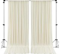 AK TRADING CO. 10 Feet x 8 Feet IFR Polyester Backdrop Drapes Curtains Panels with Rod Pockets - Wedding Ceremony Party Home Window Decorations - Ivory