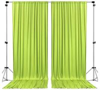 AK TRADING CO. Cortinas de poliéster Verde Claro de 3 m x 3 m, Cortinas con Bolsillos para Barra, decoración de Bodas, Ceremonias de Fiesta, hogar