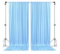AK TRADING CO. Cortinas tipo telón de fondo de poliéster de 10 x 10 pies, paneles con bolsillos para barra, ceremonia de boda, fiesta, decoración de ventana del hogar, color azul claro (DRAPE-5 x 10 -