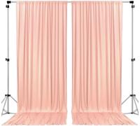AK TRADING CO. Cortinas Tipo telón de Fondo de poliéster de 10 x 8 pies, Paneles con Bolsillos para Barra, decoración de Ventana del hogar, Ceremonia de Boda, Fiesta, Color melocotón