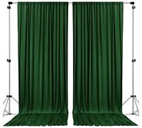 AK TRADING CO. Cortinas Tipo telón de Fondo de poliéster de 10 x 8 pies, Paneles con Bolsillos para Barra, decoración de Ventana del hogar, Ceremonia de Boda, Fiesta, Color Verde Cazador