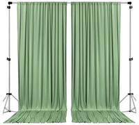 AK Trading CO. Cortinas Tipo telón de Fondo de poliéster Verde Salvia de 10 pies x 10 pies, Paneles con Bolsillos para Barra, decoración de Ventana de Boda, Ceremonia de Boda, Fiesta, hogar