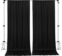 AK TRADING CO. Paneles de Cortinas de poliéster con Bolsillos para Barra, de 10 pies de Ancho x 12 pies de Largo, para Ceremonia de Boda, Fiesta, decoración de Ventana del hogar, (Negro)