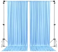 AK Trading CO. Paneles de Cortinas de poliéster IFR de 10 pies de Ancho x 12 pies de Largo, con Bolsillos para Barra, decoración de Ventana de casa, Ceremonia de Boda, Fiesta, hogar, (Azul Claro)