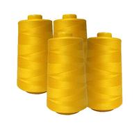 AK Trading - Paquete de 4 conos de hilo de coser multiusos dorados (6000 yardas cada uno) de bobinas de hilo de poliéster de alta resistencia para coser, máquinas de serrar, acolchar, overlock, Merrow