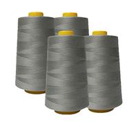 AK Trading - Paquete de 4 conos de hilo de coser multiusos gris claro (6000 yardas cada uno) de bobinas de hilo de poliéster de alta resistencia para coser, acolchar, máquinas de serrar, overlock,