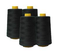 AK Trading - Paquete de 4 conos de hilo de coser multiusos negros (6000 yardas cada uno) de bobinas de hilo de poliéster de alta resistencia para coser, acolchar, máquinas de fusión, overlock, Merrow