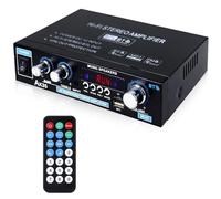 AK35 - Amplificador HiFi Bluetooth 5.0 2.0 canales 30 W x 2 HiFi Stereo Amplificador Digital Amplificador de potencia Mini Radio Audio Amplificador Receptor con Radio FM, Mando a distancia, Tarjeta SD