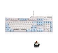 AK35i - Teclado mecánico para juegos, 104 teclas y 6 teclas multimedia antifantasma, tecla PBT, interruptor intercambiable en caliente, elegante retroiluminación blanca, panel de aluminio (azul y