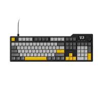 AK35I V3 - Teclado para juegos de montaje en junta con cable de tamaño completo de 104 teclas con botones multimedia y control de perilla, almohadilla de cinco capas, teclas PBT de perfil OEM, teclado