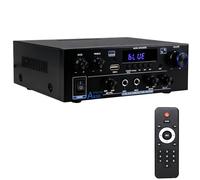 AK55 - Amplificador HiFi Mini Bluetooth 5.0 Stereo Amplifier 2.0 Canales 70 W X 2 Audio Amplificador Receptor Amplificador Digital Amplificador de potencia con radio FM, mando a distancia, Opt/AUX/RCA