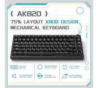Teclado Mecánico para Juegos Ajazz AK820/AK820Pro, Bluetooth 2.4G Inalámbrico/Cableado con Botones de Volumen Intercambiables en Caliente BLANCO