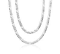 AKA Gioielli - Cadena Figaro 5.3 mm Plata De Ley Esterlina 925 Rodio - Collar Hombre Mujer Longitud: 45 50 55 60 65 70 75 cm