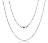 Aka Gioielli® - Cadena Trenzada 3mm Plata De Ley 925 - Collar Cuerda Mujer Hombre Plata - longitudes: 45 50 55 60 70 80 cm