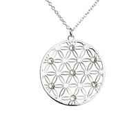 AKA Gioielli® - Collar Flor de la Vida Plata de Ley 925 Rodio Colgante con Cristales Swarovski para Mujer